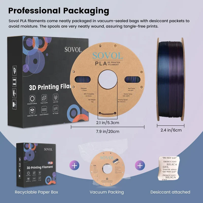Sovol PLA Silk 3D Filament 1KG