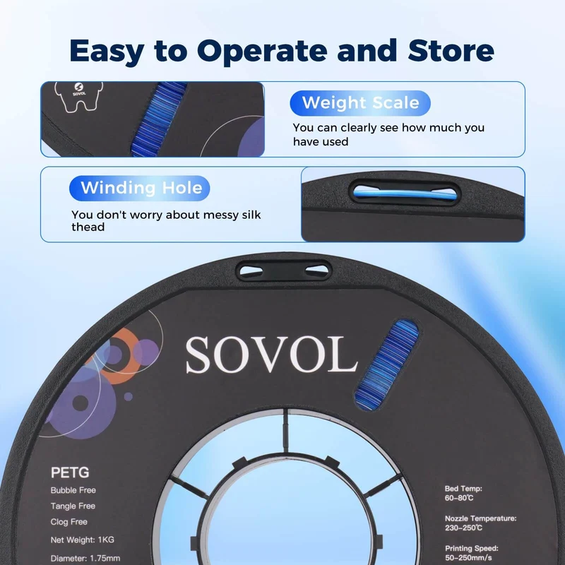 Sovol Gradient Blue White PETG Filament