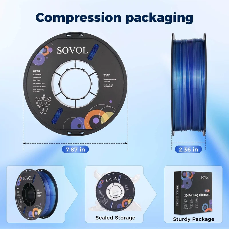 Sovol Gradient Blue White PETG Filament