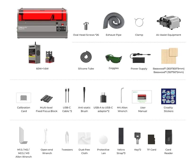 Creality Laser Falcon 2 Pro Gravierer - 60W + 1.6W Laser