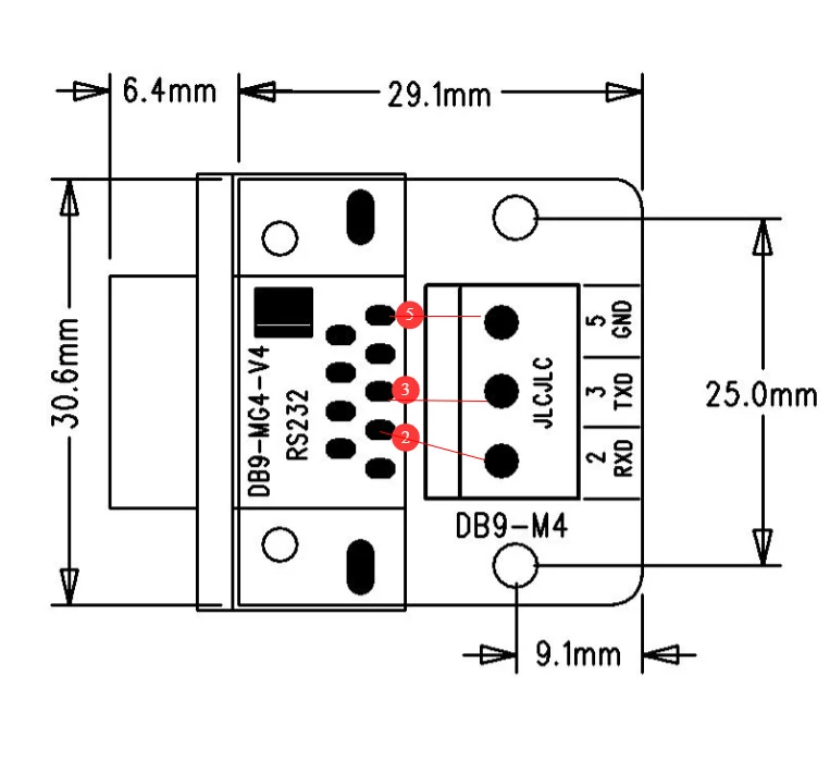 RS232 D-SUB DB9 Stecker Adapter auf Terminal Connector Signalmodul