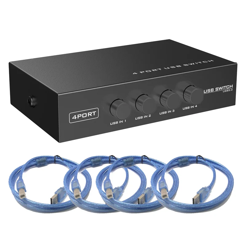 4 Ports USB 2.0 Sharing Switch Switcher Adapterbox für PC-Scanner-Drucker (euroharry)