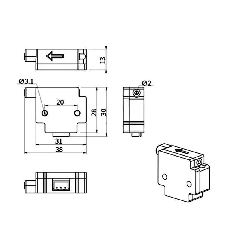 Filament-Sensor 1,75mm Fadenerkennungsmodul für 3D Drucker | euroharry