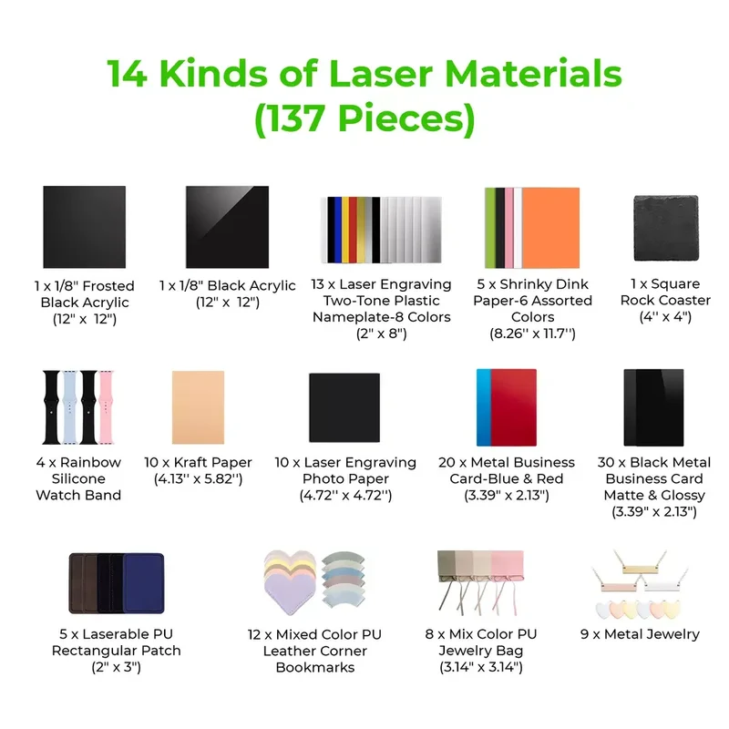 xTool Laser Material Kit – 137-teiliges Materialpaket