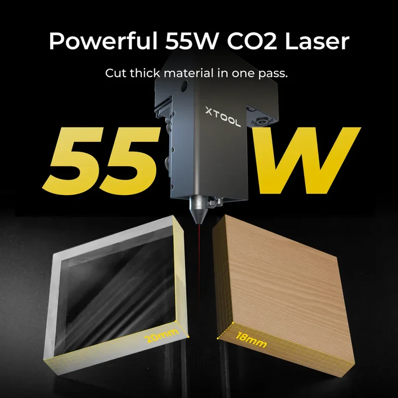 Bundle: xTool P2S Desktop-CO2-Laserschneider mit 55 W (Grau/Schwarz) Versatile Bundle