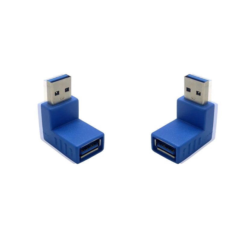 USB 3.0 Stecker auf Buchse 90° Aufwärts-Adapter – 2 Stück blau | euroharry