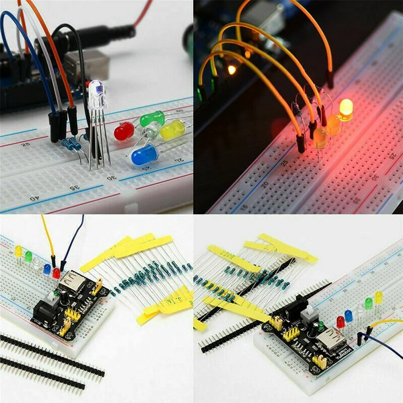 Starter kit für Elektronische Komponenten für Anfänger, Potentiometer Leistungsmodul Widerstandskondensator Lernkit für Anfänger mit Breadboard,kompatibel mit Raspberry Pi ，Arduino, UNO R3