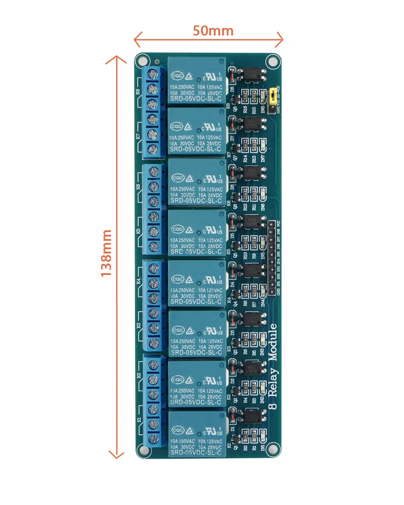 8 Kanal Relais Modul DC 5V Relaismodul mit Optokoppler für Raspberry Pi Arduino TTL Logik PIC DSP AVR ARM Relais (8 Kanal Relais)