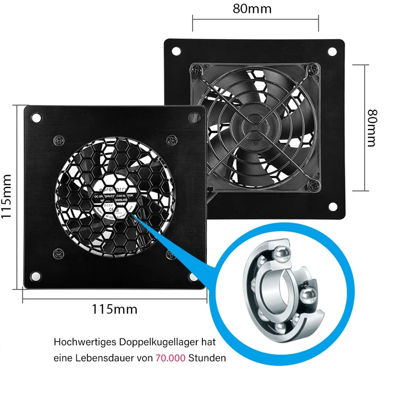 USB Lüfter 80 mm Digitalanzeige Temperatursteuerung – 1×/2× | euroharry