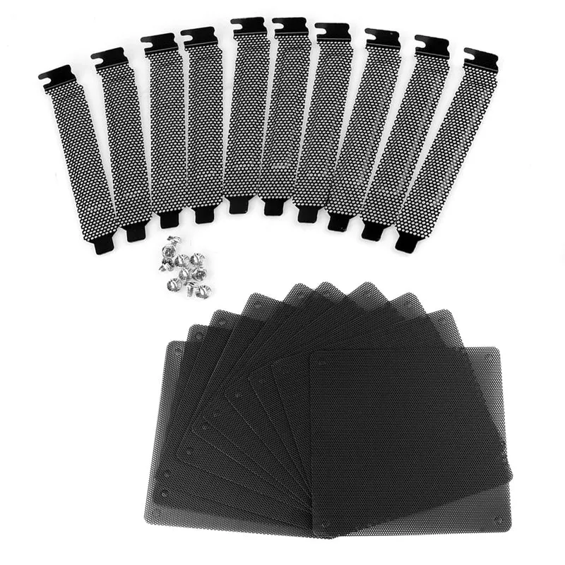 PCI Slot Abdeckung Lüfterabdeckung 120mm mit Ultra-feinem Staubfilter Computer PC Lüfter Feinstaubfilter 10 Stück (10x 120mm Staubfilter + 20mm PCI Slot, Schwarz)