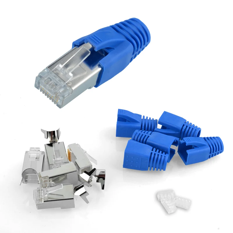 RJ45-Netzwerkstecker Cat7A Cat7 CAT6A 10 GBit LAN-geschirmte modulare Stecker mit Knickschutztüllen (5 Stück)