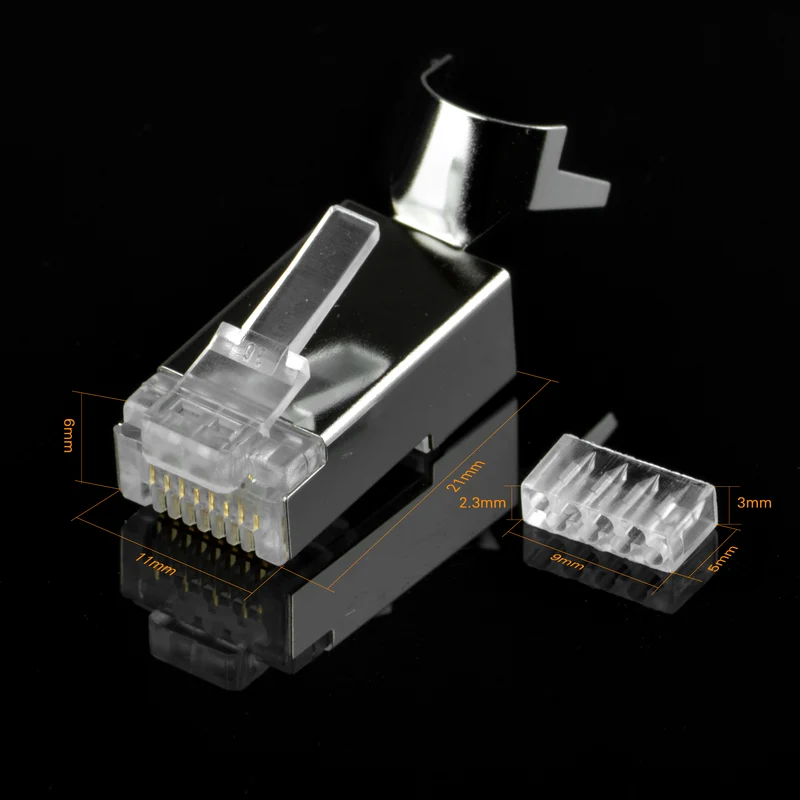 RJ45-Netzwerkstecker Cat7A Cat7 CAT6A 10 GBit LAN-geschirmte modulare Stecker mit Knickschutztüllen (5 Stück)