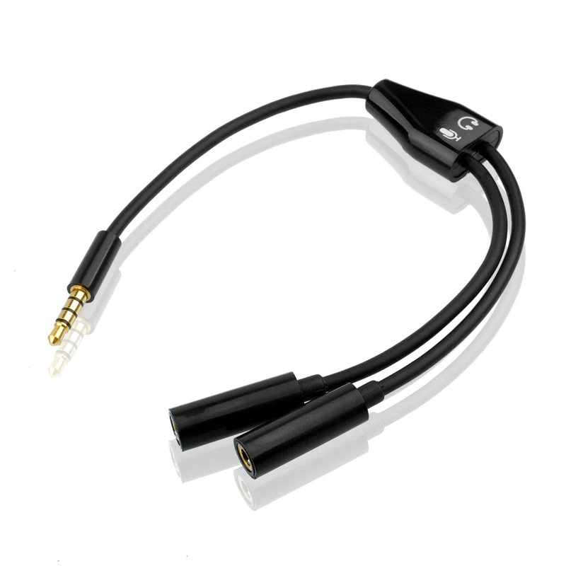 3,5 mm Stereo Audio Stecker auf 2 Weibliche Headset Mic TRRS Y Splitter Kabel Adapter