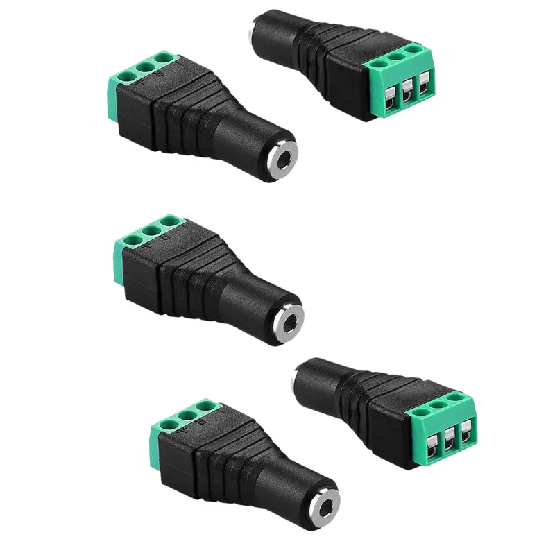 3,5-mm-Stereo-3-Pol-Stecker auf AV-Schraube Video Balun Terminal Adapter (5X Weiblich Adapter)