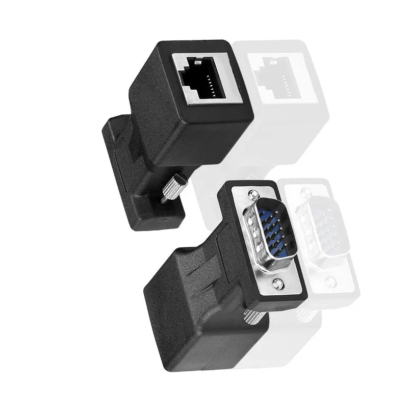 1 Paar DB15 15 Pin VGA auf RJ45 Buchse Connector Extender Card DB15 VGA Stecker auf RJ45 Buchse + Buchse auf RJ45 Buchse Adapter