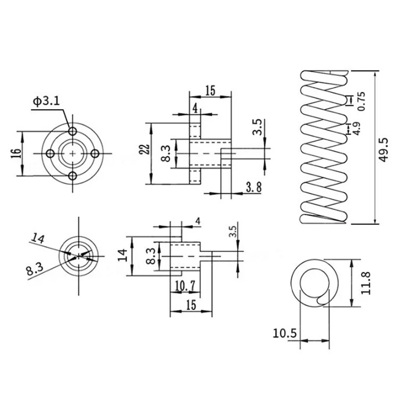 2× T8 Acme Gewindestange TR8x8 mit Anti-Backlash-Mutter für 3D Drucker | euroharry