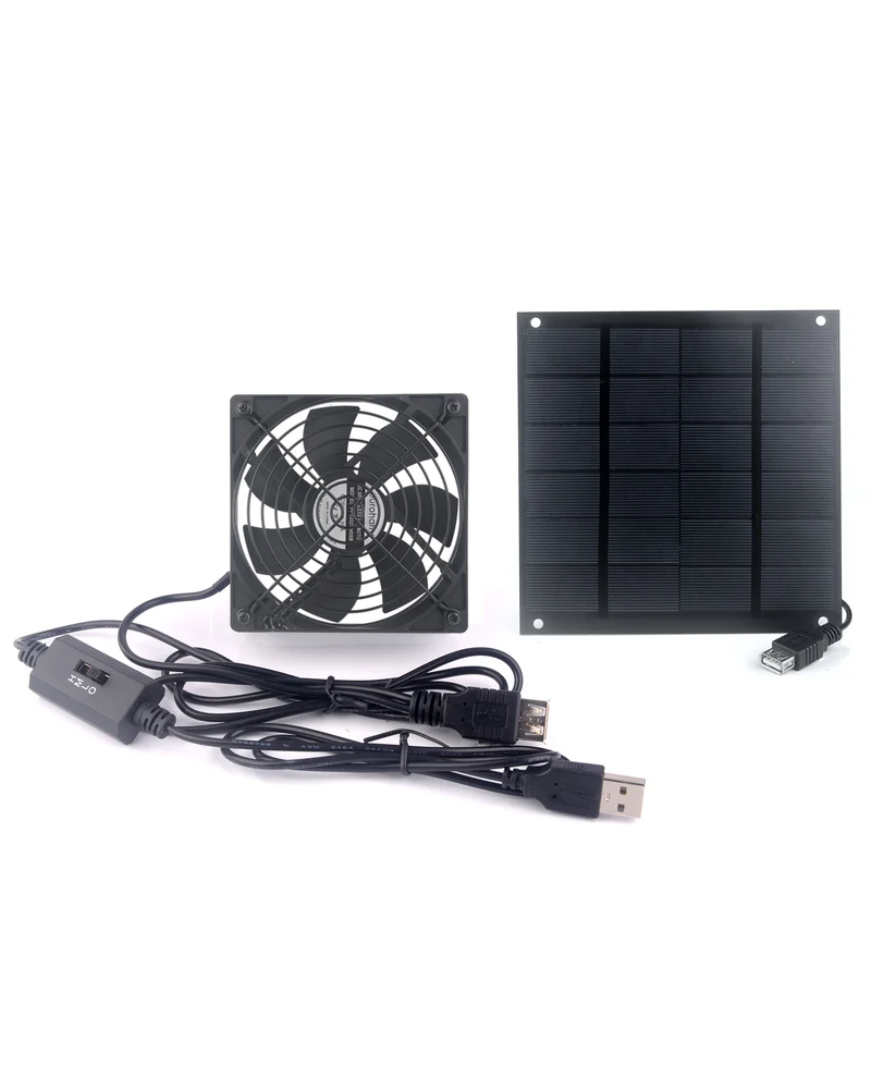 Solarlüfter 120 mm USB – wasserdicht, 5W, für Gewächshaus & Stall | euroharry
