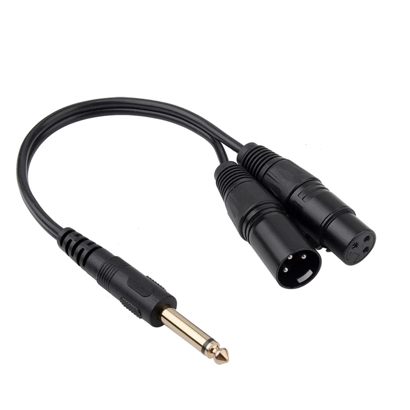 euroharry 30cm Mikrofon Stecker & Buchse XLR 3-pin Y-Splitter auf 6,35mm TS-Mono audio Kable