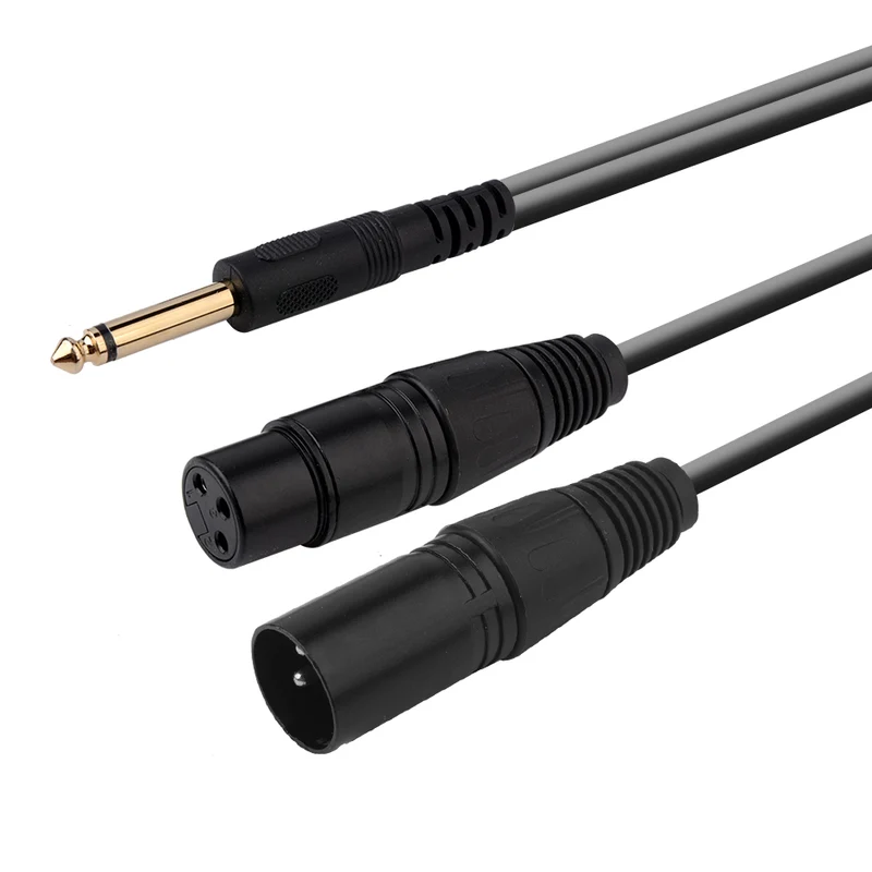 euroharry 30cm Mikrofon Stecker & Buchse XLR 3-pin Y-Splitter auf 6,35mm TS-Mono audio Kable