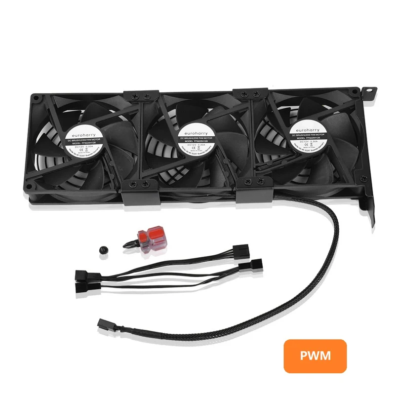 Grafikkarten-Lüfter 3×92 mm PWM – PCI-Halterung, 5V/7V/12V | euroharry