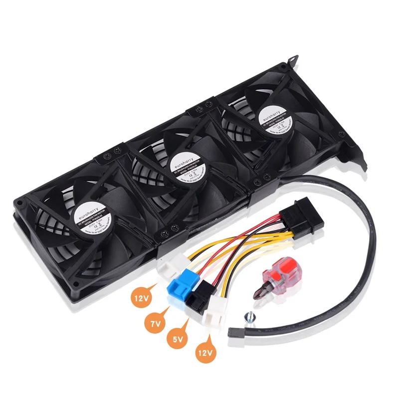 Grafikkarten-Lüfter 3×92 mm – PCI-Halterung, 5V/7V/12V | euroharry