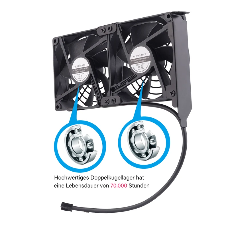 Grafikkarten-Lüfter 2×92 mm – PCI-Halterung, 5V/7V/12V | euroharry