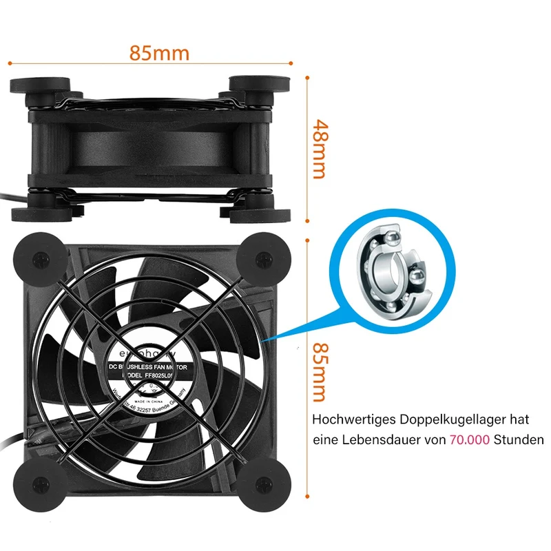USB PC Lüfter 80 mm – leise, 5V, Gehäuselüfter | euroharry