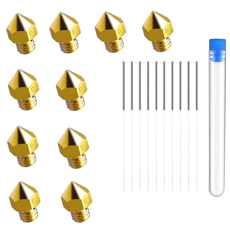 10× 0,4mm Extruder Druckkopf + 10× Düsenreinigungsbohrer für MK8 3D Drucker | euroharry