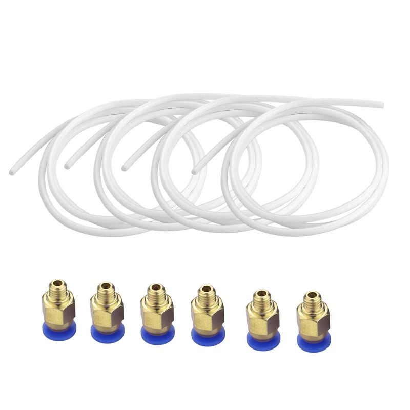 4× PTFE Teflonschlauch + 6× PC4-M6 Schnellverschraubung für 3D Drucker | euroharry