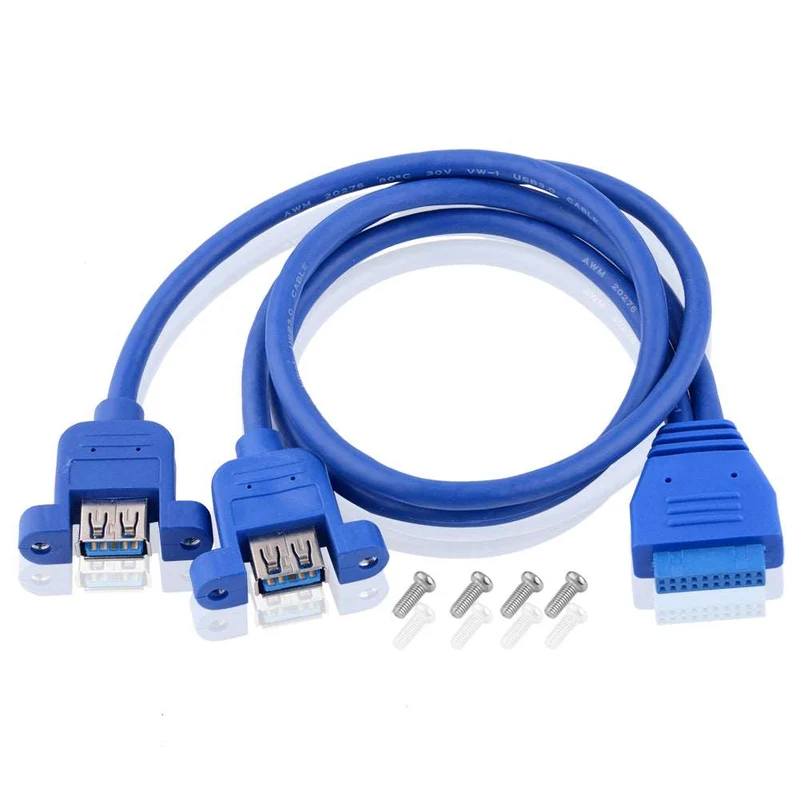 USB 3.0 20-Pin auf 2× USB-A Buchse Kabel 50 cm | euroharry