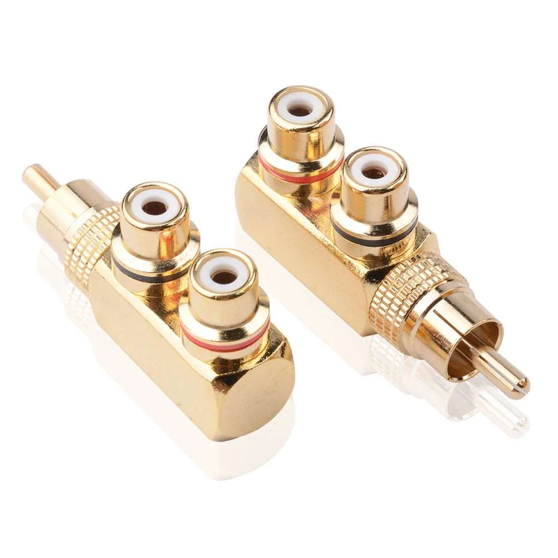 RCA Y-Splitter 90° Cinch Stecker auf Buchse | euroharry