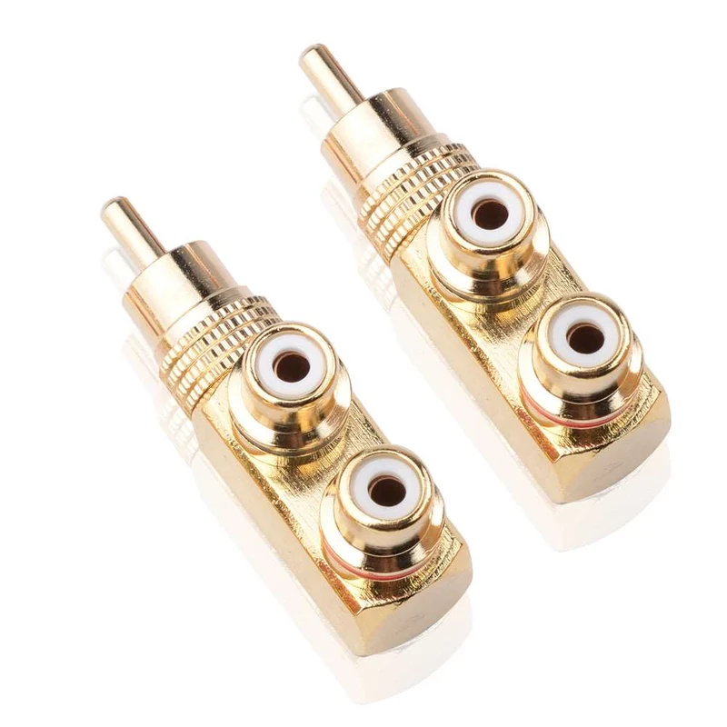 RCA Y-Splitter 90° Cinch Stecker auf Buchse | euroharry