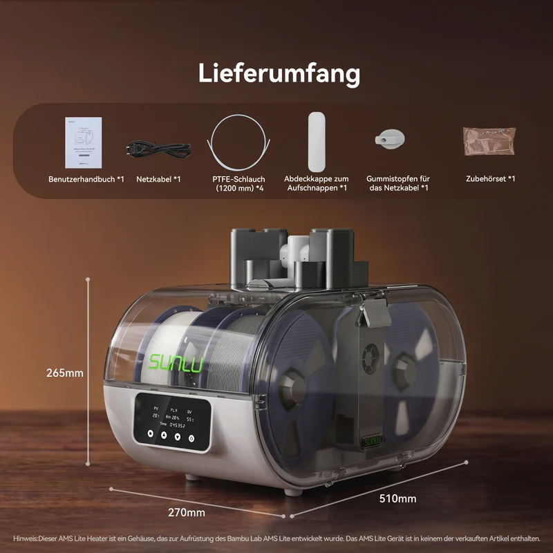 [Demnächst] SUNLU AMS Lite Heater & AMS Lite Enclosure – Filament-Trockner mit Dual-Airflow, bis 70 °C, kompatibel mit PLA, PETG, ABS, ASA und PA