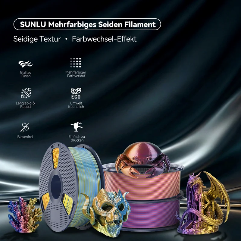 SUNLU Multi-Color SILK (Zweifarbig, Dreifarbig, Vierfarbig) Filament 1KG