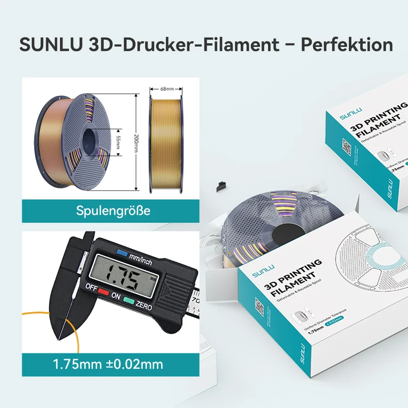 SUNLU Multi-Color SILK (Zweifarbig, Dreifarbig, Vierfarbig) Filament 1KG