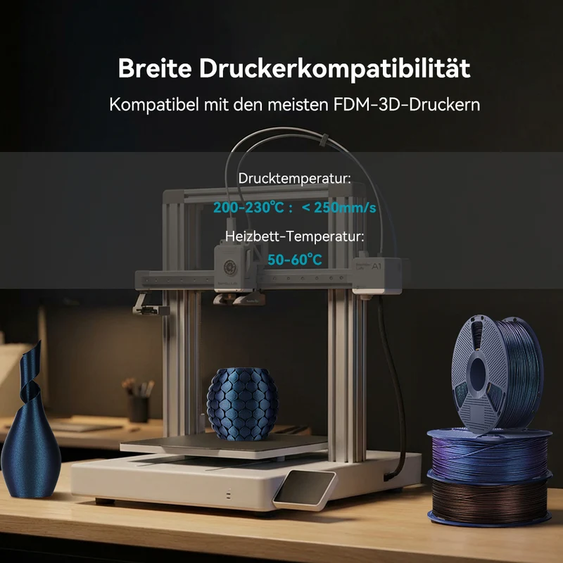 SUNLU PLA Galaxy Ästhetisches Filament 1KG, Farbwechselndes PLA-Filament, Funkelndes Ultrafines Perlmuttpulver