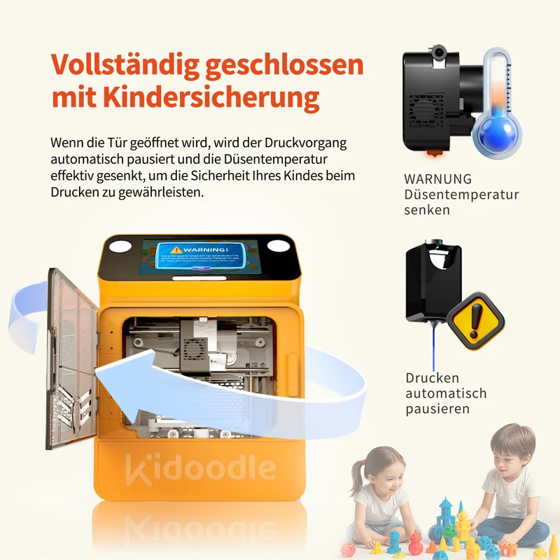 Kidoodle MiniBox A1: 3D-Drucker für Kinder, Entfesseln Sie Ihre Kreativität mit Kidoodle, 600mm/s hohe Geschwindigkeit, AutoLiv/Design Safe for Kids/5“ Touchscreen, Wi-Fi/App-Steuerung