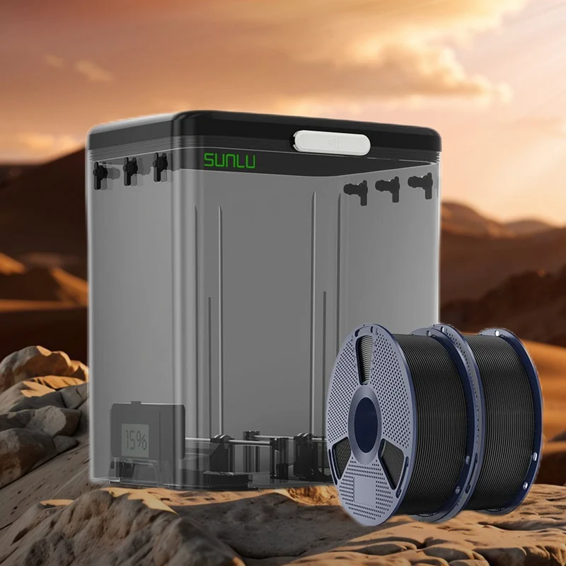 SUNLU FilaDryer SP2, 2-in-1 Filament Trockner kombiniert mit Aufbewahrungsbox, bis zu 70℃(158°F) Trocknung und nahtlose Lagerung, kompatibel mit Spulengröße 1kg×2 oder 2kg×1 oder 3kg×1