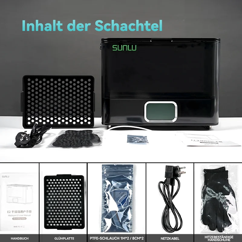 SUNLU FilaDryer E2, Bis zu 110℃, Professionelles Trocknen und Tempern, Geboren für technische 3D Druck Filamente