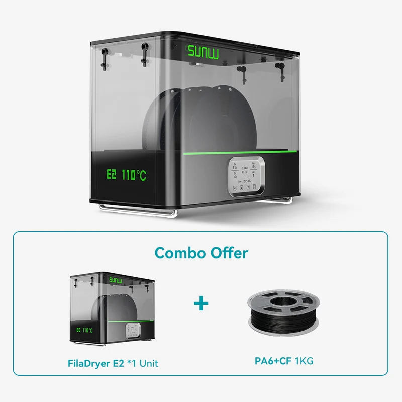 SUNLU FilaDryer E2, Bis zu 110℃, Professionelles Trocknen und Tempern, Geboren für technische 3D Druck Filamente