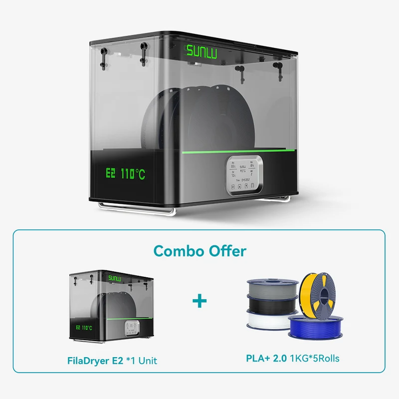 SUNLU FilaDryer E2, Bis zu 110℃, Professionelles Trocknen und Tempern, Geboren für technische 3D Druck Filamente
