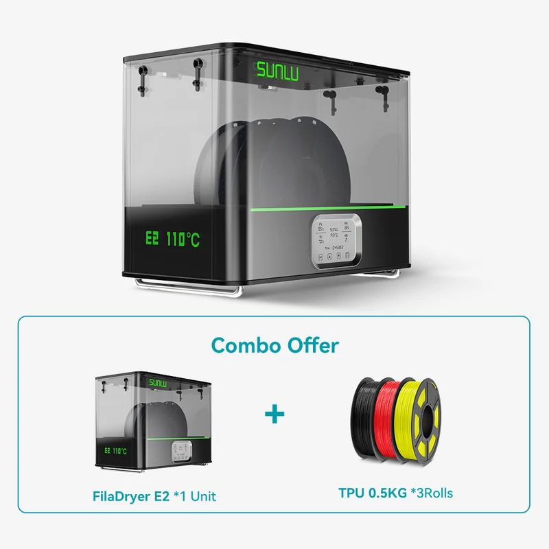 SUNLU FilaDryer E2, Bis zu 110℃, Professionelles Trocknen und Tempern, Geboren für technische 3D Druck Filamente
