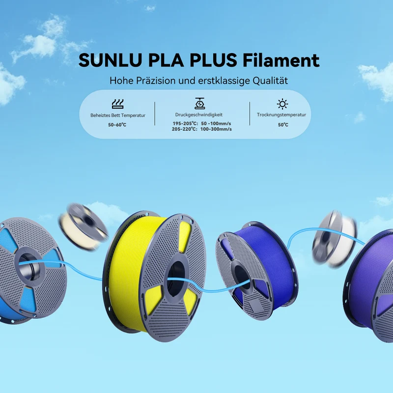 SUNLU PLA, PLA+, PLA Meta, PLA Matte, Rainbow, Multi-color Silk 3KG Mehrfarbiges Filament Bündel