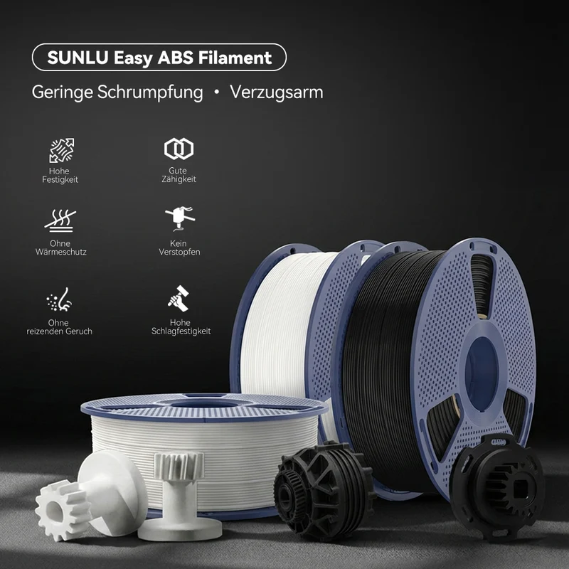 SUNLU E-ABS, Easy-ABS Filament 1KG (Anmerkung: Die neue Nachfüllspule wiegt 0,9 kg)