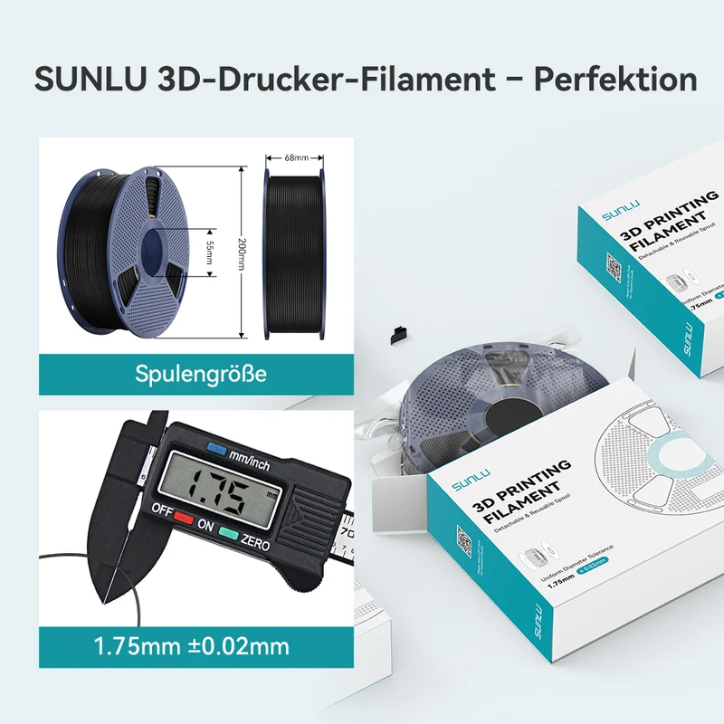 SUNLU E-ABS, Easy-ABS Filament 1KG (Anmerkung: Die neue Nachfüllspule wiegt 0,9 kg)