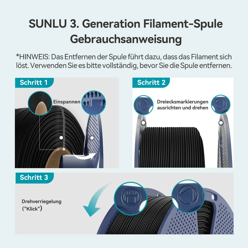 SUNLU E-ABS, Easy-ABS Filament 1KG (Anmerkung: Die neue Nachfüllspule wiegt 0,9 kg)