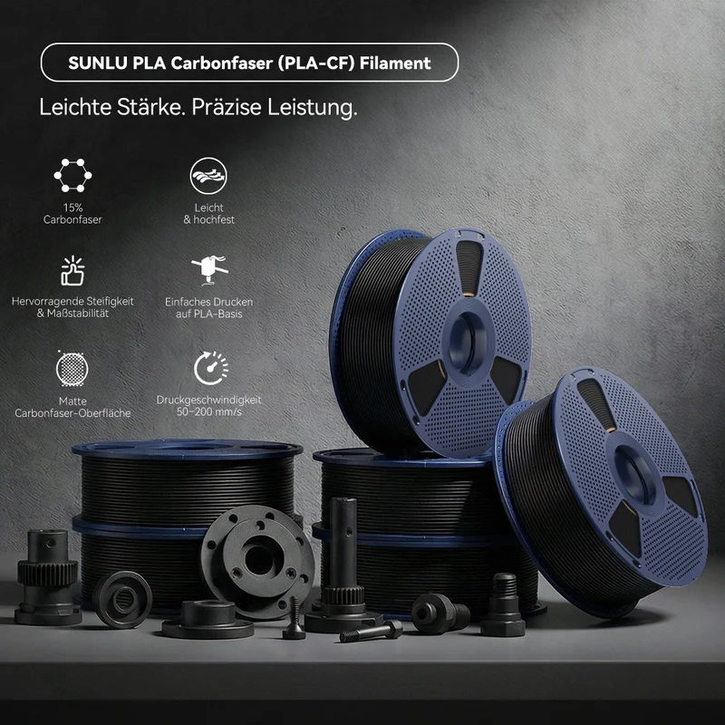 SUNLU PLA-CF (PLA-Kohlefaser) 3D Drucker Filament 1KG