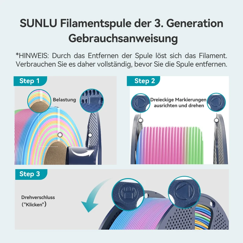 SUNLU PLA, SILK, PLA Transparent Rainbow Filament 1KG