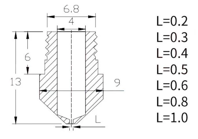 5× Extruder-Düse 0,2/0,3/0,4/0,5mm für 1,75mm Filament 3D Drucker | euroharry