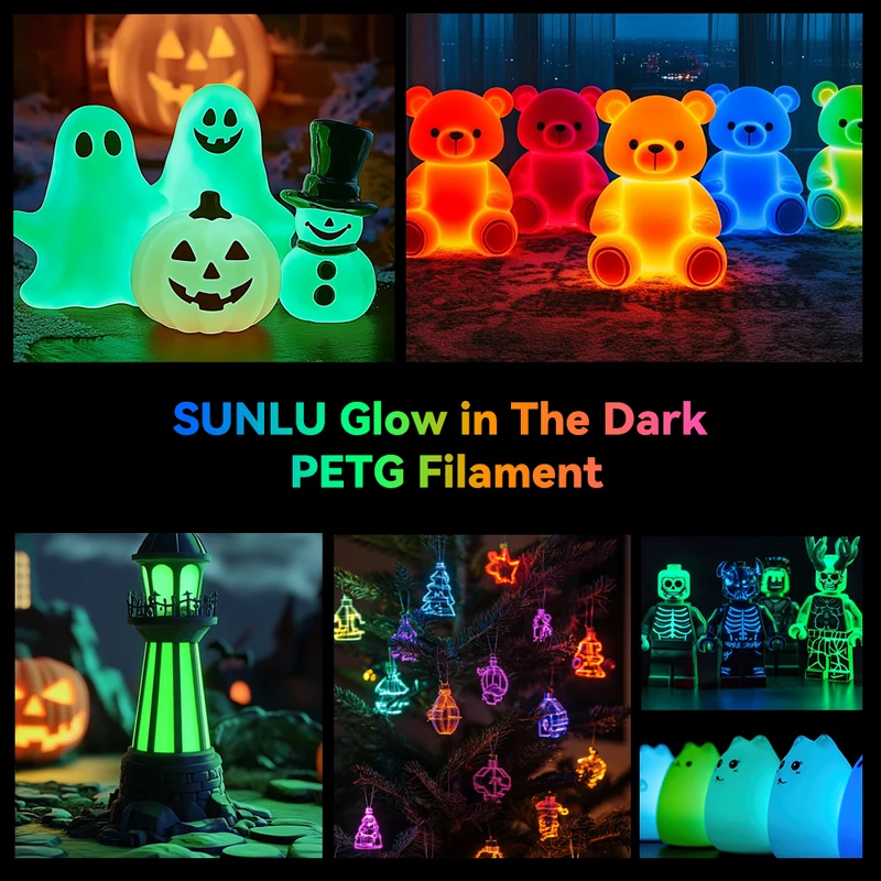 SUNLU PETG Glow in The Dark (leuchtend) 3D Drucker Filament 1KG